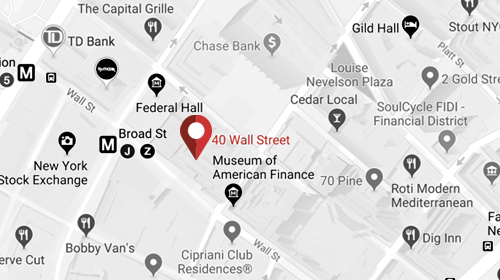 Google Map image of 40 Wall Street, New York NY